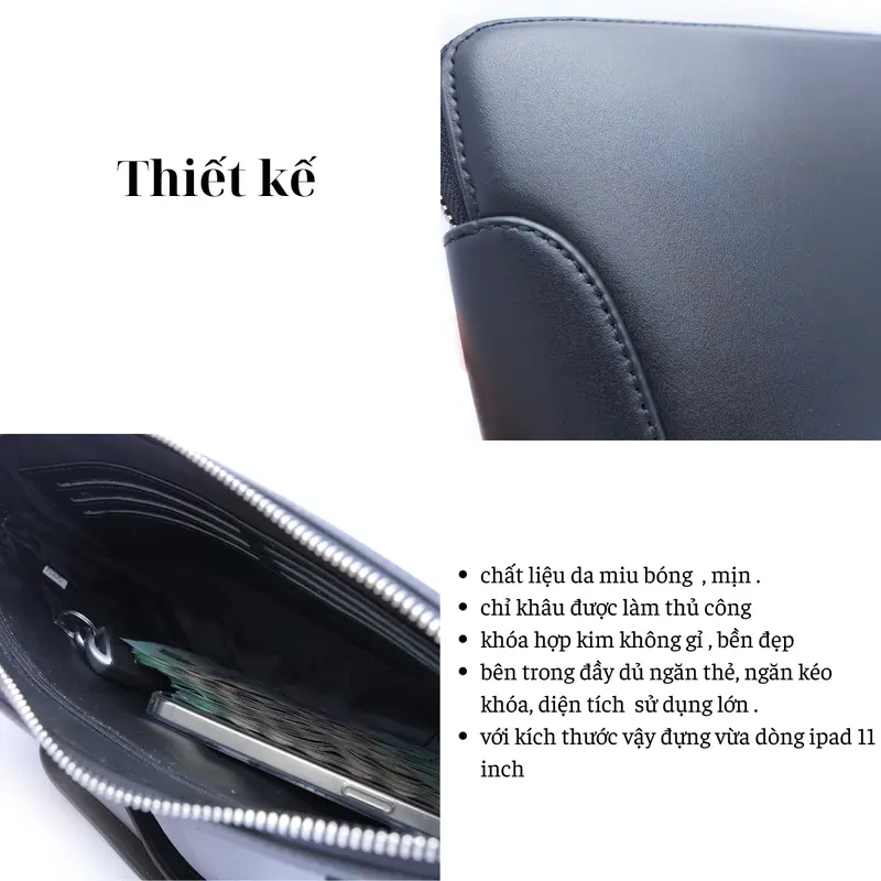 Túi kẹp nách nam da bò , clutch da cao cấp ví nam cầm tay khóa số tự động TB01 4