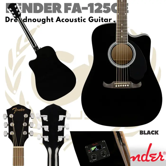 Fender FA-125CE Dreadnought Acoustic Electric Guitar - Gitar Fender 3