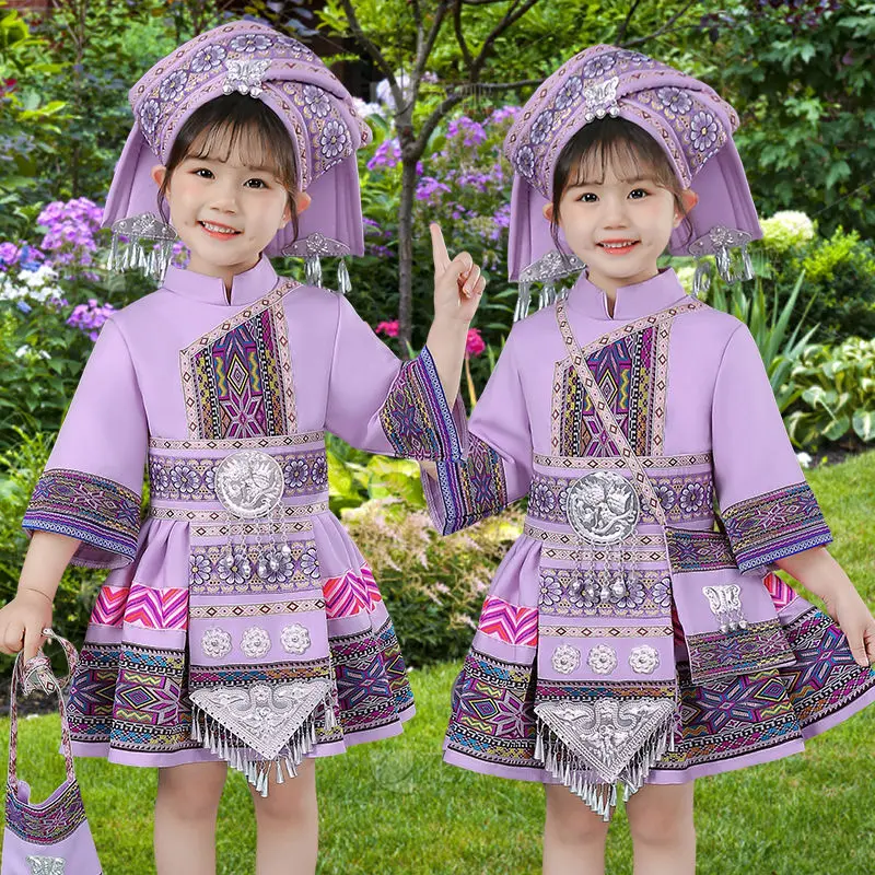 Trang Phục Váy Trẻ Em, Phong Cách Phương Tây Ngọt Ngào Phong Cách Khuôn Viên Trường, Hàng Mới Về 2024, Trang Phục Trẻ Em Zhuang, Thích Hợp Cho Biểu Diễn Khiêu Vũ Số Lượng Ít Miao March 3 Guangxi, Trang Phục Yao Yi, Cho Bé Gái
