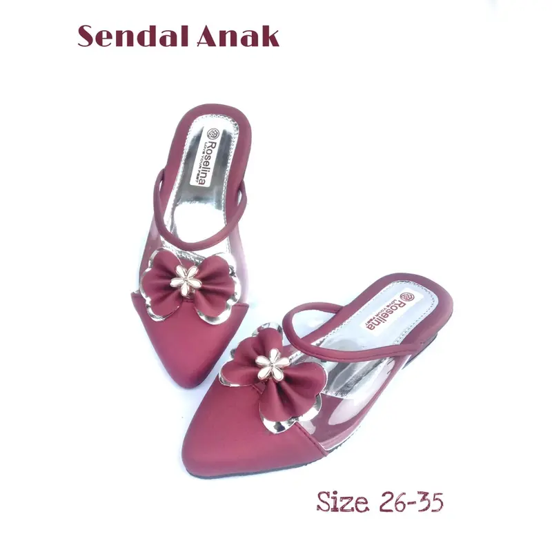 Sandal Anak Perempuan Balet Pita Bunga Selop Sepatu 3