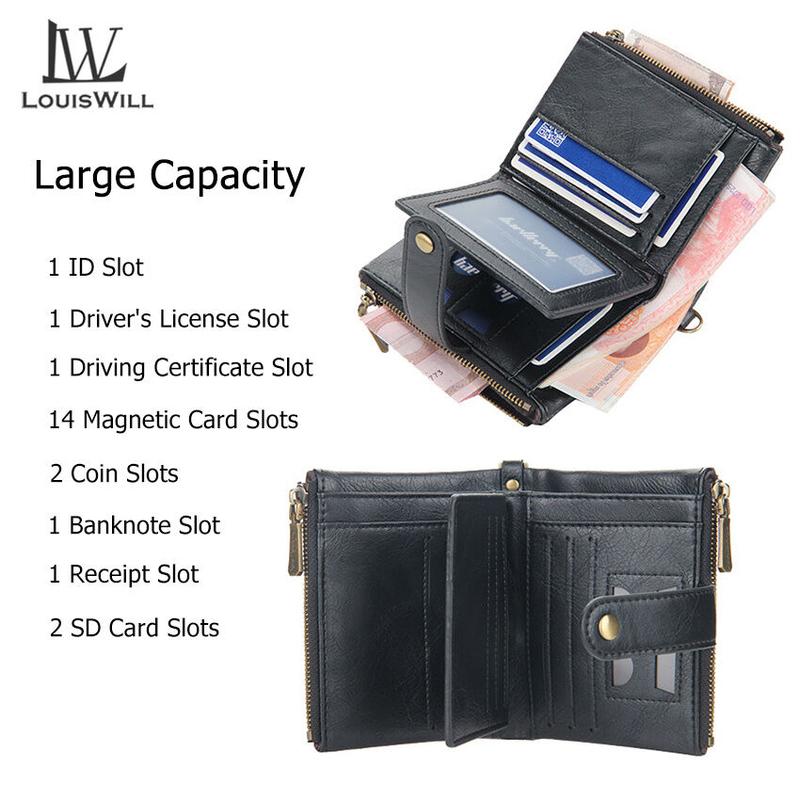 LouisWill Men Wallets Bags Business Wallets PU Clutch Zipper Wallets  Fashion PU leather Short Wallet Travel Purses Handbag Coin Pouch ID Credit Cards Holders Wallet for Men 1