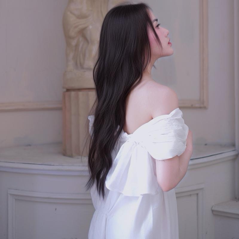Váy trễ vai vải đũi du lịch biển 1