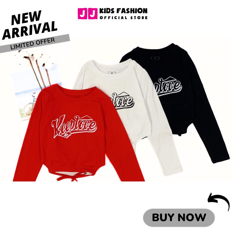 JJ Kids Fashion | Áo thun crop top thời trang trẻ em, áo croptop dài tay cho bé gái size từ 15 - 45kg | Extra Shipping 2