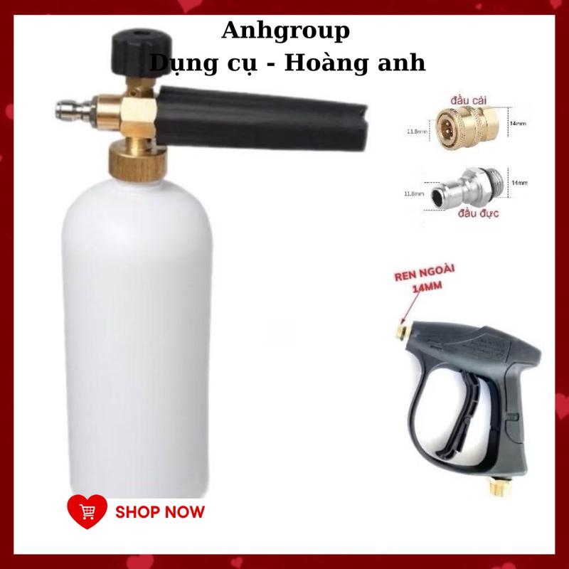 Bình Phun Xịt Rửa Xe Tạo Bọt Tuyết 1000ml + Kèm bộ nối nhanh ren 14