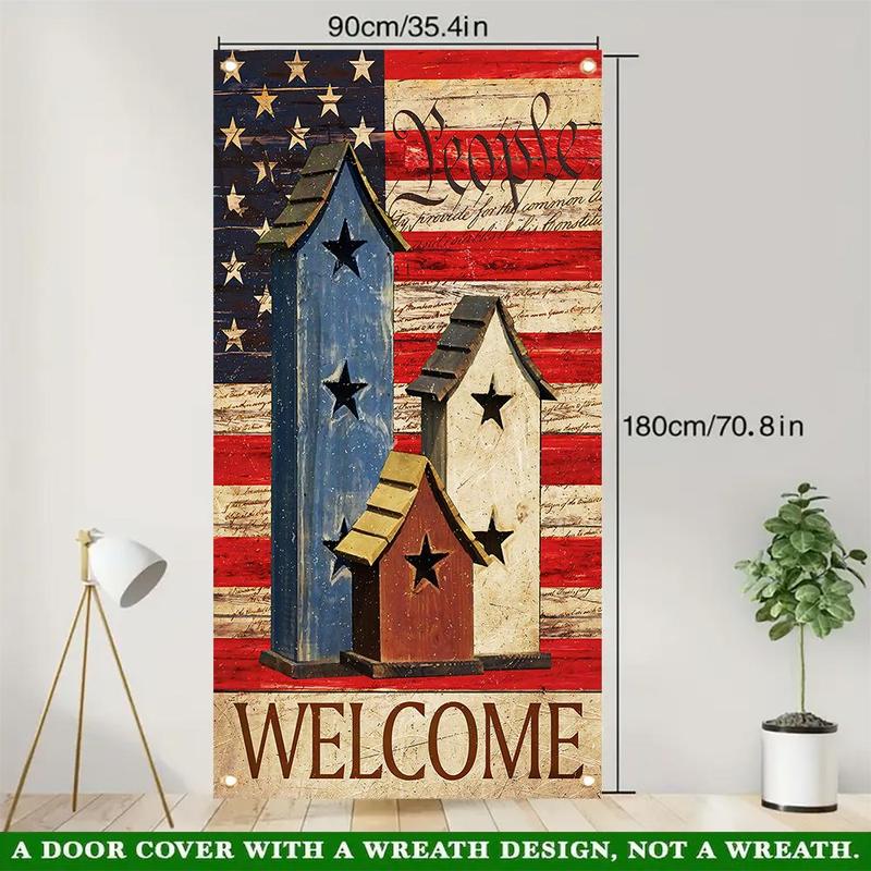 Product Introduction of Rustic Americana Welcome Door Cover, 35.4x70.8 Inch Welcome Door Curtain, Event Photos, Atmosphere Enhancement, and Door Decor 2