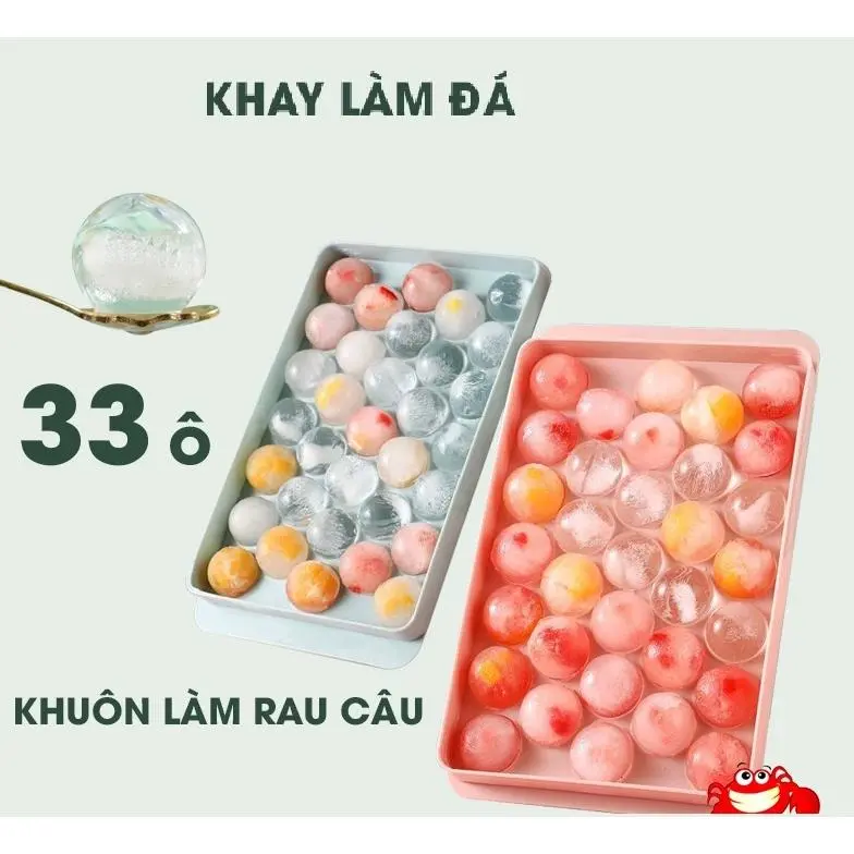 FREESHIP Khay làm đá 33 viên bi tròn , khuôn đổ rau câu thạch hoa quả hình bi tròn, khuôn rau câu, khay làm đá viên, khay đá silicon dẻo- Khuôn làm đá viên bi tròn cực dễ - Khuôn làm đá mùa hè tại nhà viên tròn đẹp 0
