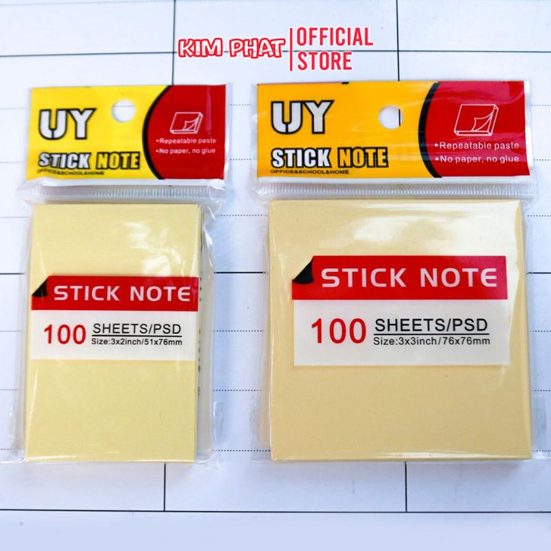 Tệp 100 Tờ Giấy Nhớ Ghi Chú Sticky Note UY 3x2 / 3x3 inch - TikTok Shop ...