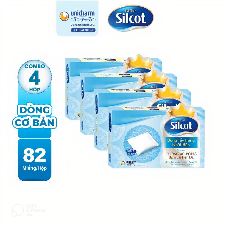 [COMBO 4] Silcot Bông tẩy trang Cơ bản 82/ Cao cấp 66 miếng