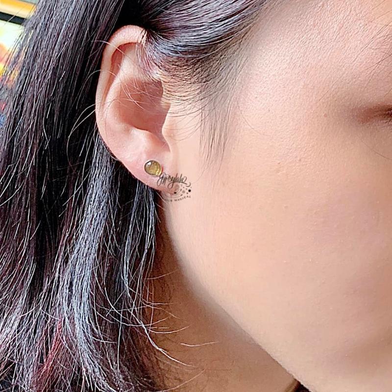 {oo89}   Bông Tai Minimalist Đá Tourmaline Nhiều Màu Thiên Nhiên SP005066 Gypsy.lala 6