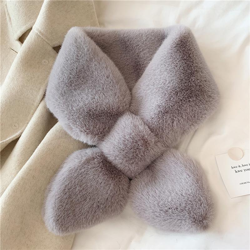 Product Introduction of Winter Plush Scarf for Women Soft Warm Thicken Neckerchief Solid Color Female Scarves 7