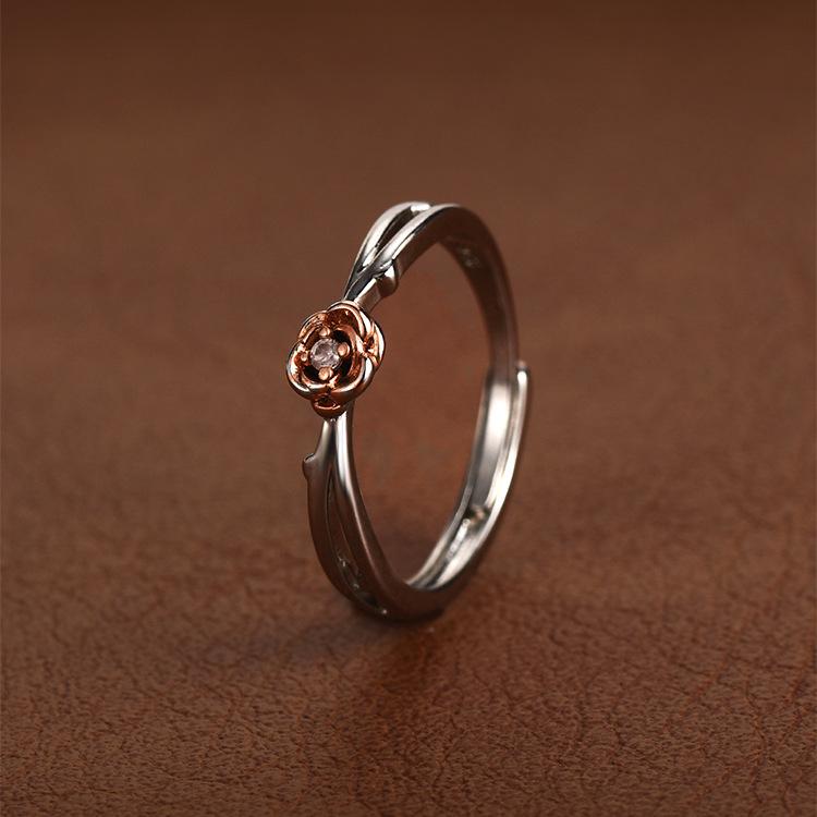 Little Prince and Rose Couple Ring Female Silver Plated Special-Interest Design High Sense Couple Rings Things for Girlfriend 2