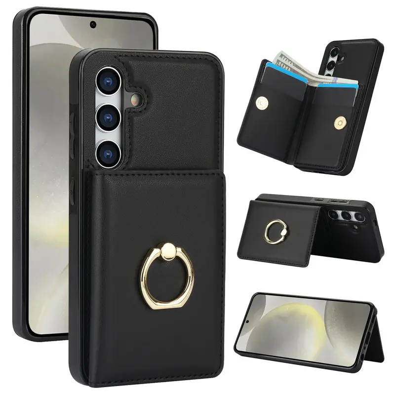 Magnetic Ring Holder Design Phone Case with Card Slot, 1 Count Shockproof Phone Protective Cover Compatible with Samsung Galaxy A55/A35/A25/A12/A15 1