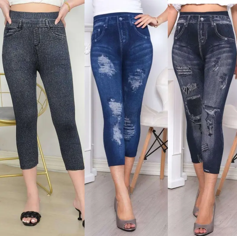 Legging 7/8 ripped jeans/Legging fhashio/legging wanita Celana Nyaman 0