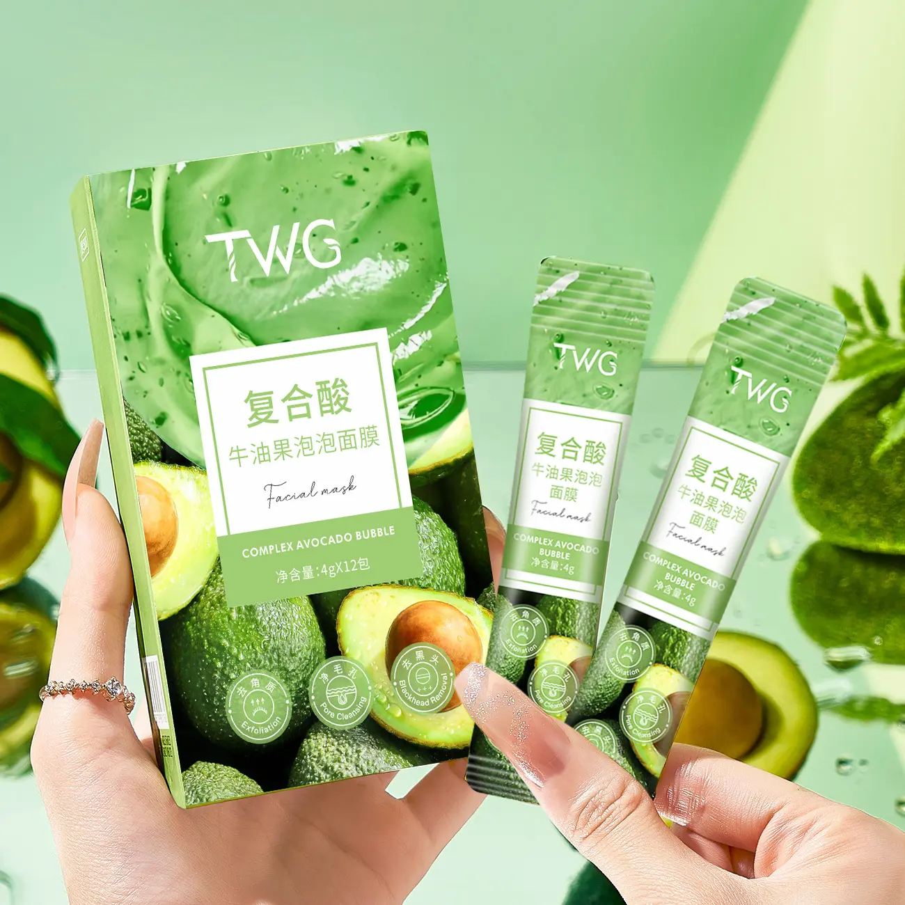 Mặt Nạ Bong Bóng Bơ Chua Hợp Chất, TWG, Làm Sạch Lỗ Chân Lông Trên Khuôn Mặt, Tạo Bọt Tự Động, Áp Dụng Cho Mì Tức Thì Bơ Làm Đẹp Da