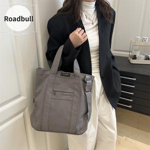 ROADBULL2026新しいしいシンプルキャンバスバッグ,女子学生け多目的大容量ショルダーバッグ,トレンド感のある文学と芸術スタイル