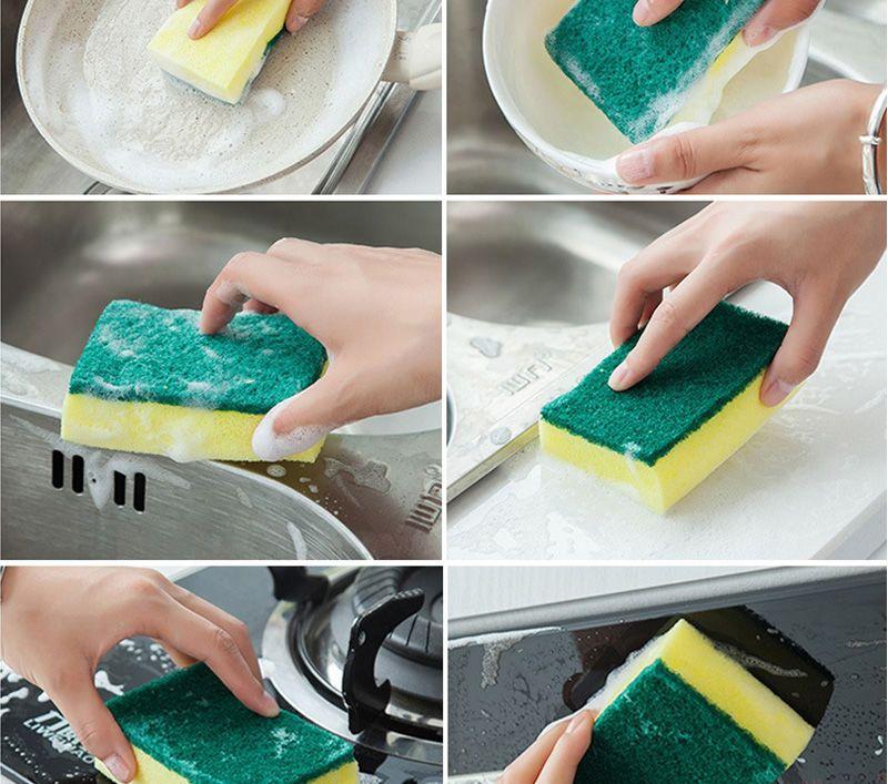 Product Introduction of Large thick dishwashing sponge cleaning block dishwashing cloth kitchen rag scouring pad dishwashing artifact non-stick oil 3