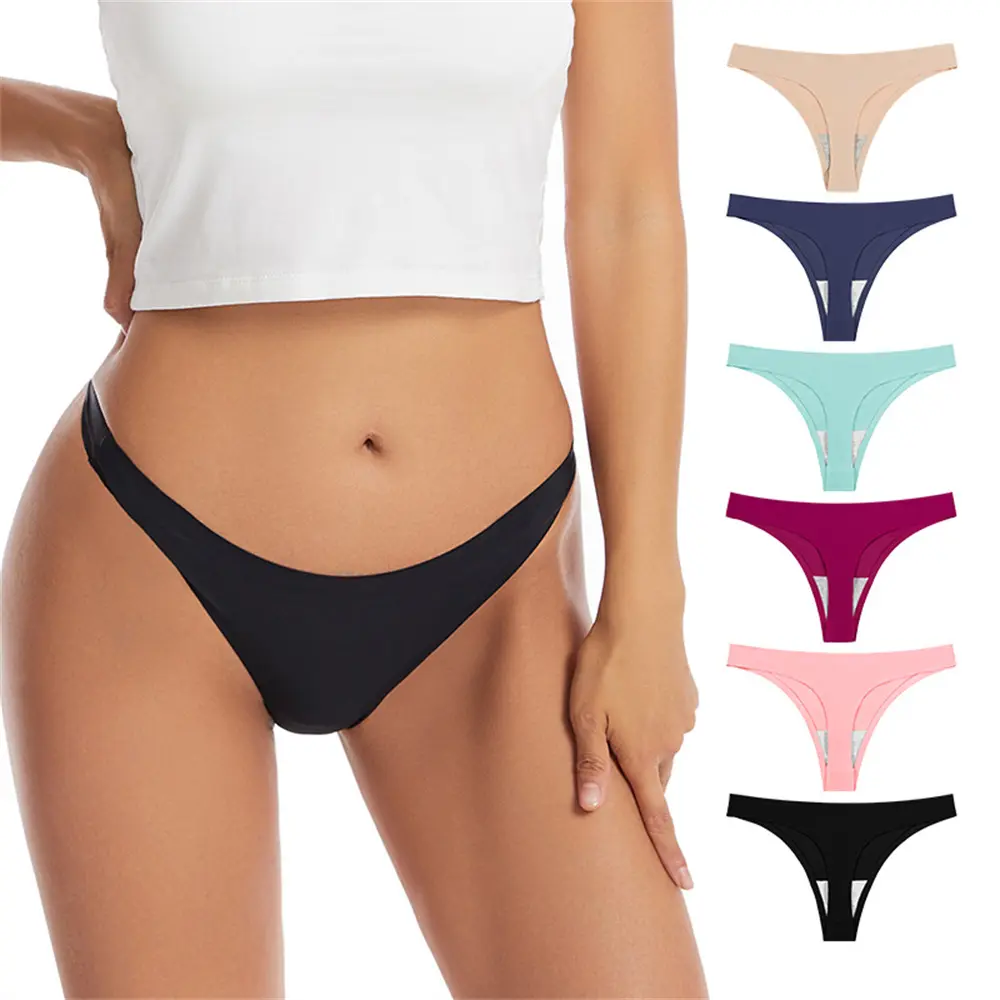 3PCS Seamless Ice Silk Panties For Women Underwear Soft And Comfortable T-back Bikini Comfortable G-string S-XXL