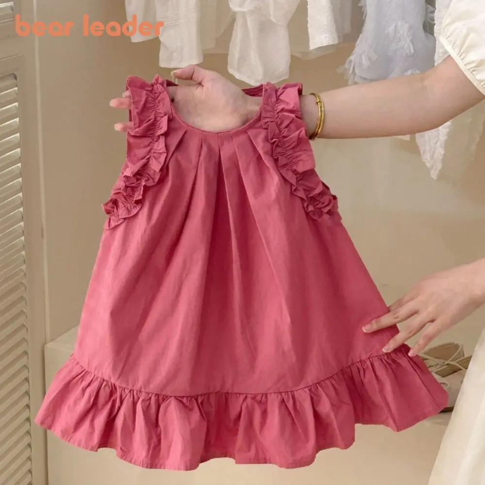 Váy Phong Cách Hàn Quốc, Cho Bé Gái 2 Đến 7 Tuổi, Mặc Mùa Hè, Hàng Mới Về Giáng Sinh, Viền Tai Màu Đỏ, Màu Trơn Đường May, Váy Công Chúa, Thích Hợp Cho Tiệc Sinh Nhật Trẻ Em, Quần Áo Trẻ Em, Trang Phục Thường Ngày