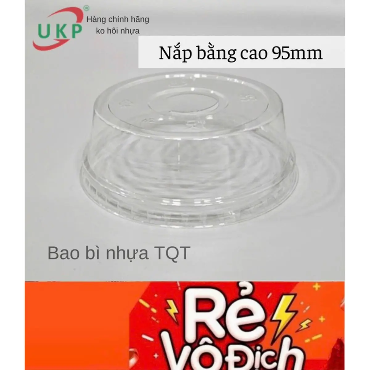 Sỉ 50 Nắp Cầu Bằng Fi 95, Nắp Bằng Cao dùng cho Ly nhựa, Ly Giấy Các Loại, Hàng chính hãnġ Uy Kiệt (UKP) k