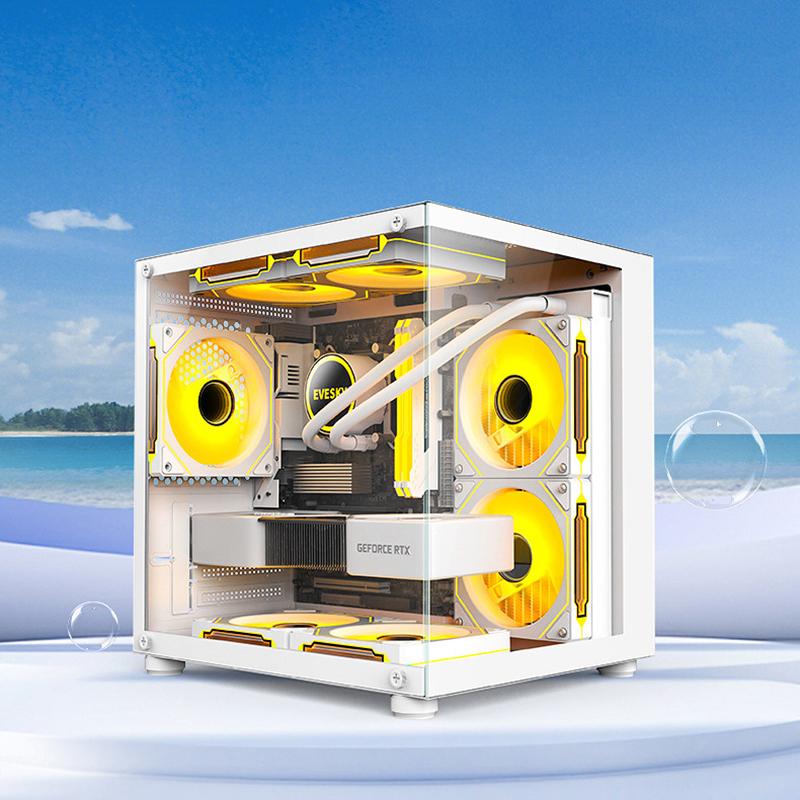 Product Introduction of 270 Degree Glass PC Case Transparent Desktop Computer Tower For M-ATX/ITX Motherboard SSD 7 Air Cooling Fans 320mm Graphic Card 8