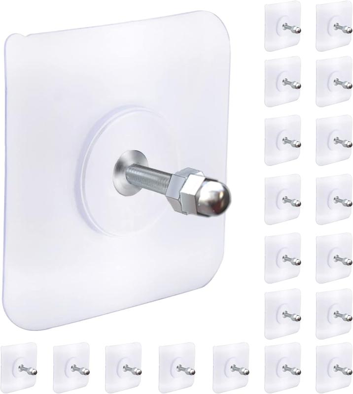 20Piece kitchen spatula spoon hook Adhesive Hooks Heavy Duty,Wall Hooks for Hanging,Screw Free Sticker,Seamless Screws for Wall Mount,2 in 1 Reusable for Kitchen,Bathroom,Home,Office White Self Adhesive Hooks Organiser 0