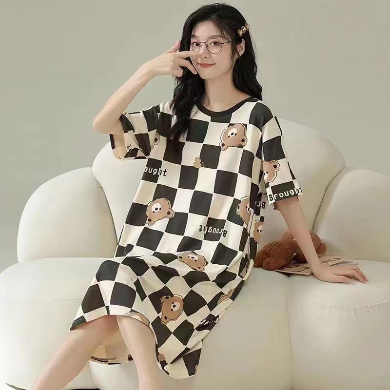 Đồ Ngủ Thời Trang, Dễ Thương Và Dáng Rộng Vừa Vặn, ngắn Tay, Váy Ngủ Dài Trung Bình Đồ Mặc Nhà Nữ Women Dress 3