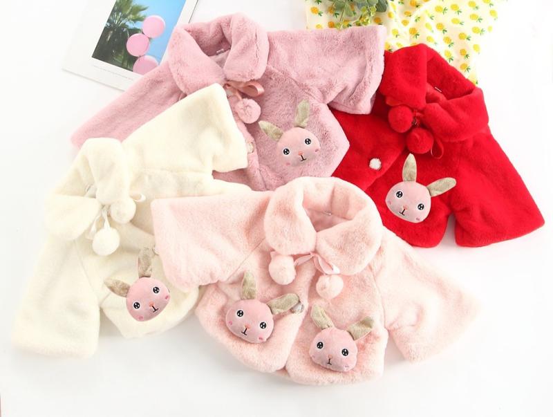 áo khoác lông thỏ cho bé_ phụ kiện đi kèm đa dạng, chất lông mềm mịn,  không xù Len Jacket Kem