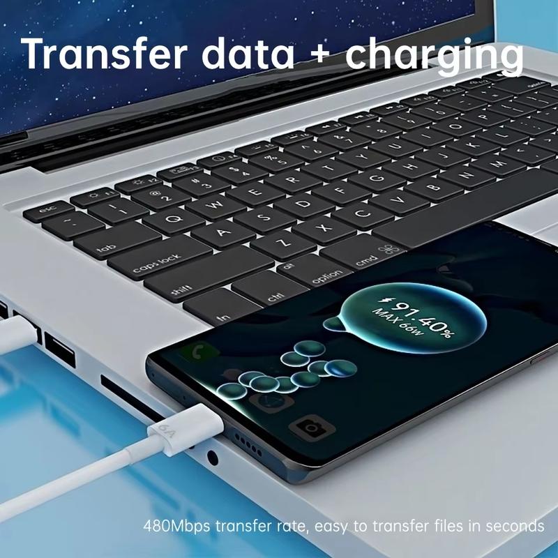 Cáp Có Thể Xoay 360 °, 66W, Sạc Nhanh, Chất Liệu Silicon Lỏng, Tương Thích Với Huawei P60 Và Honor Pad X9-6A, Có Màn Hình Điện Áp 4