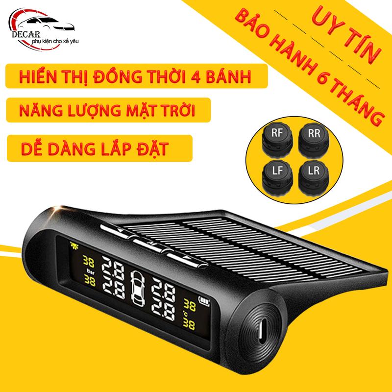 Cảm biến áp suất lốp ô tô xe hơi gắn ngoài cao cấp màn LCD Pin hỗ trợ năng lượng mặt trời tuổi thọ pin 5 năm, lắp bộ cảm biến theo dõi áp suất lốp tpms van ngoài giá tốt