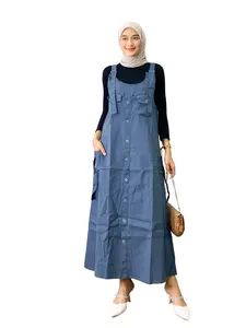 Overall Shantika Cargo Wanita Bahan Katun Combed Jamsuit Rok Casual Overall Fashion Muslim Kekinian Jumpsuit