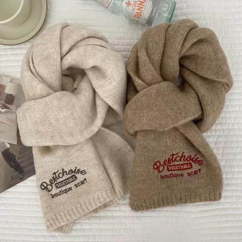 Product Introduction of Winter Warm Scarf For Women Fashion Letter Knitted Wool Yarn Neckerchief Muffler Female Shawl Neck Wraps 16