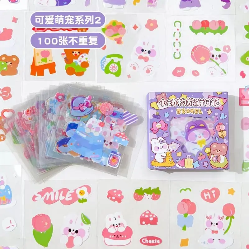 Stiker 2D 100 Lembar Sticker Momo Original Kartun Korea Lucu Anti Air Paper 2