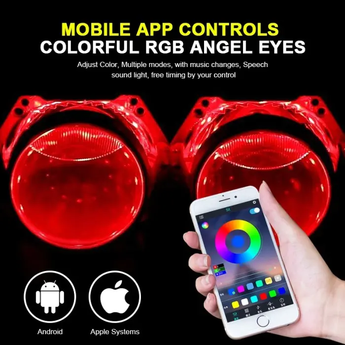 iSUN Lampu Demon Eyes Devil Eyes RGB App BILED Proji Universal DC9-36V 1