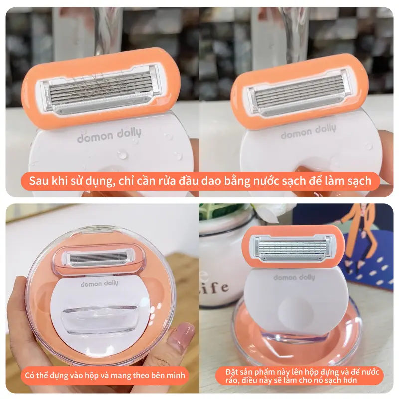 Domon dolly dao cạo lông cho phụ nữ - Xóa bỏ lông nách, chân, tay mà không để lại vết thâm, tích hợp thanh dưỡng ẩm 7