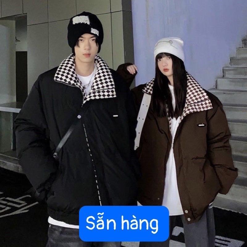 Áo khoác phao caro mùa đông nam nữ