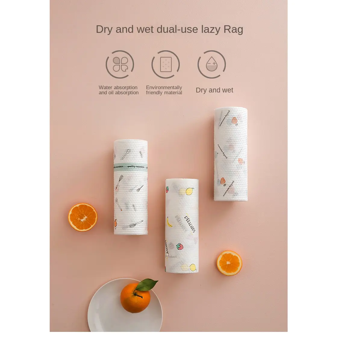 Kitchen towel Disposable dishcloth Non-oil kitchen paper dry and wet dishcloth