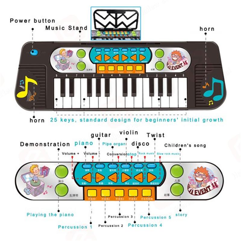 kids electronic piano Eleven mode 25 keys 37 keys beginner learning baby music toys double mode Playable and musical 3