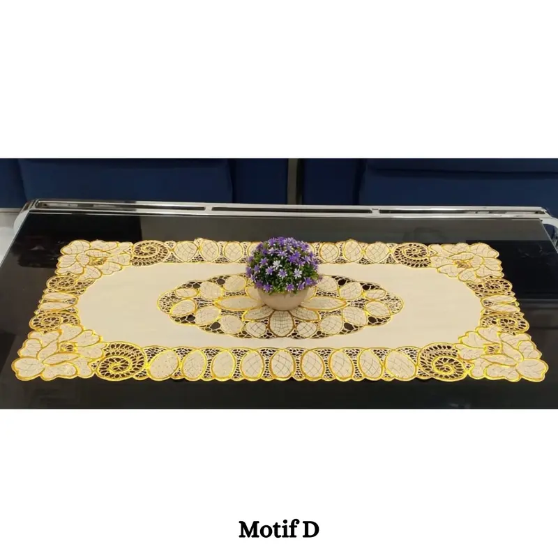 Taplak Meja Tamu Motif Emas ukuran 43 cm x 80 cm Tahan air Tahan minyak Modern Square Taplak Meja Bunga 0
