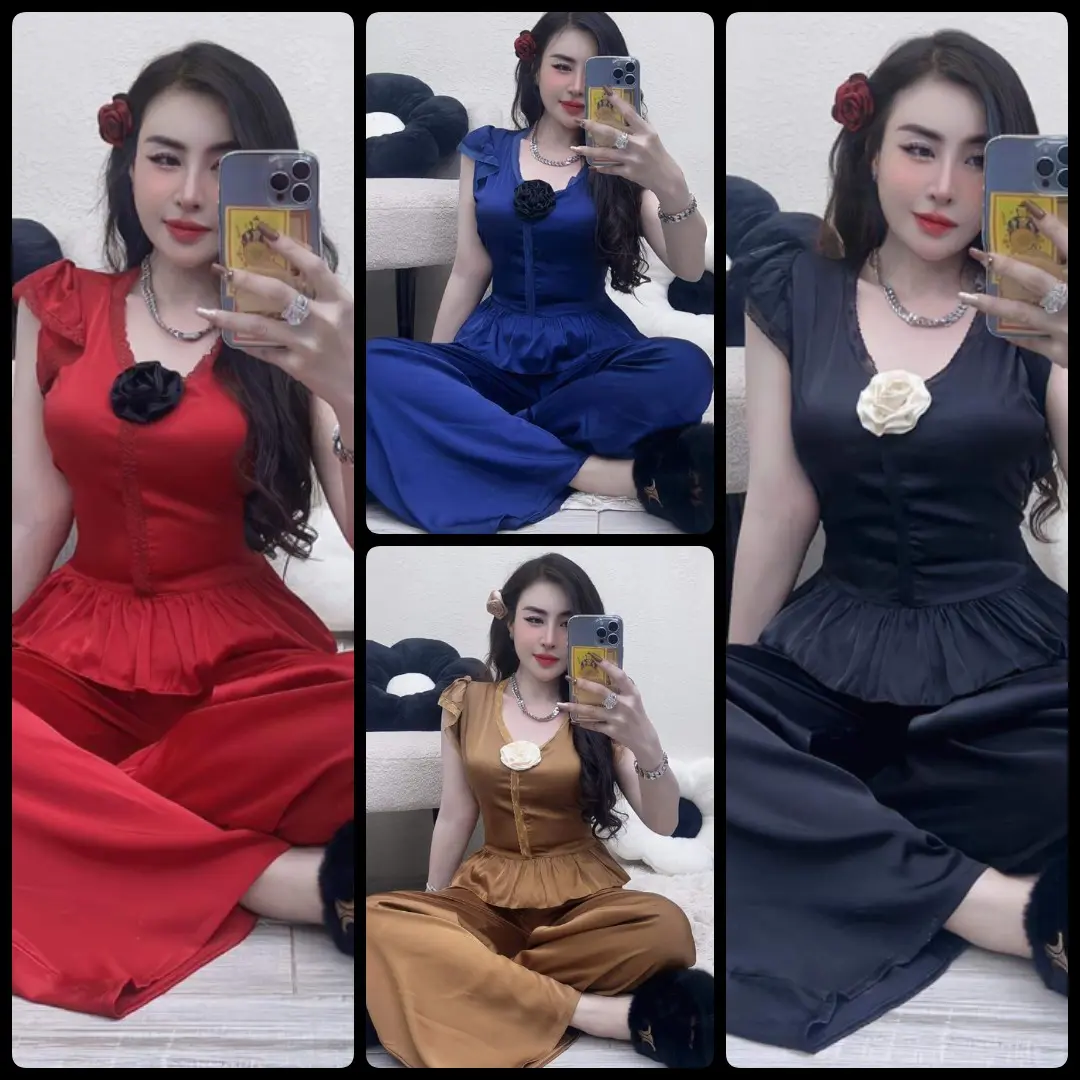 (MÃ 08) Bộ cánh tiên phối viền xoan đính hoa không lót mút -V1: 95, V2: 90, V3: 100 - Nữ