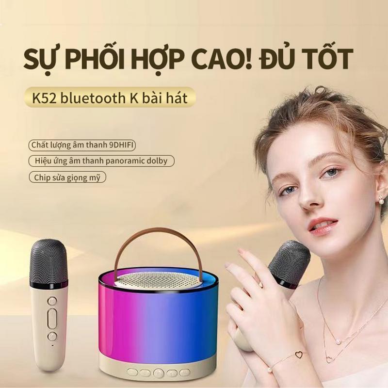 Hongthai K52 2mic Loa Bluetooth nhạc mini cầm tay không dây chất lượng cao micro kép karaoke bài hát đèn RGB Âm thanh Củ Loa Kem Nghe Nhạc Led
