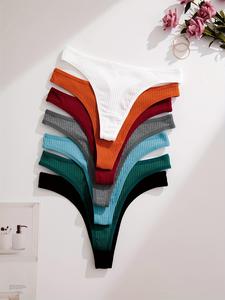 Set de 7 tanga de cintura baja para mujer, cómodas y transpirables para uso diario, bragas para todas las estaciones, ropa de mujer