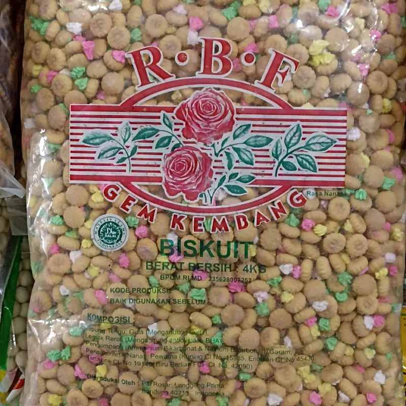 Kue Kancing Biskuit Kembang Gula Gem Rose Snack Jadul Monas 1 kg Snacks 3