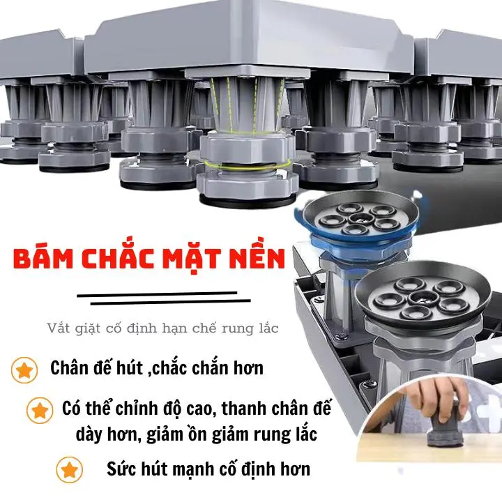 Chân đế kê tủ lạnh  Chân máy giặt 8 trụ đứng 4 bánh Tuỳ chỉnh độ cao Linh hoạt kích cỡ di chuyển dễ Lily's decor house 4