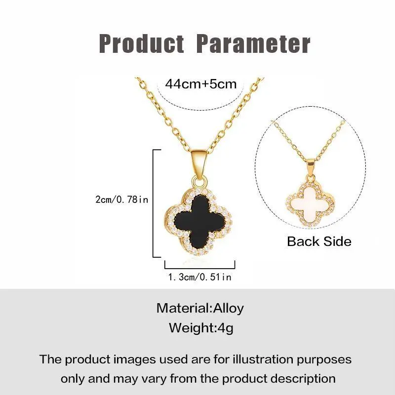 Vòng Cổ Cỏ Ba Lá Đen, Sang Trọng, Dành Cho Nữ Women Chain Trang Sức Jewelry 8
