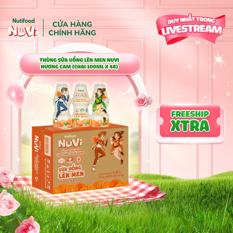 Thùng Sữa Uống Lên Men NuVi Vị Cam 100ml (100ml x 48) 1