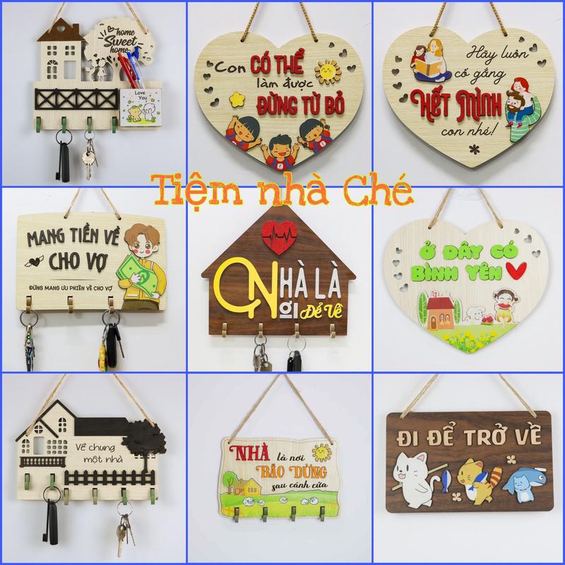 Bảng gỗ treo tường decor trang trí nhà cửa Decor Phòng Bảng gỗ treo cửa có móc treo chìa khóa nhiều mẫu dễ thương, tặng đinh 3 chân/ móc dán tường