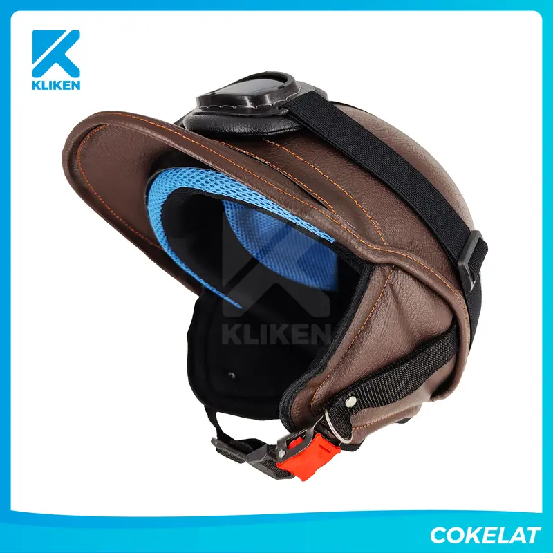 Helm Mosar Topi Retro Klasik Kulit Sintetis Dewasa Variasi Kacamata Goggle 0