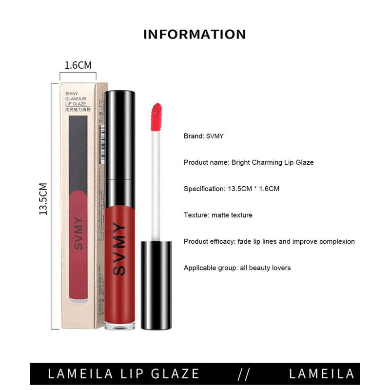 3PCS|SVMY Bright Charm Lip Glaze Grapefruit Red Matte eyebrow Pencil Black Eyeliner waterproof Beauty set 8