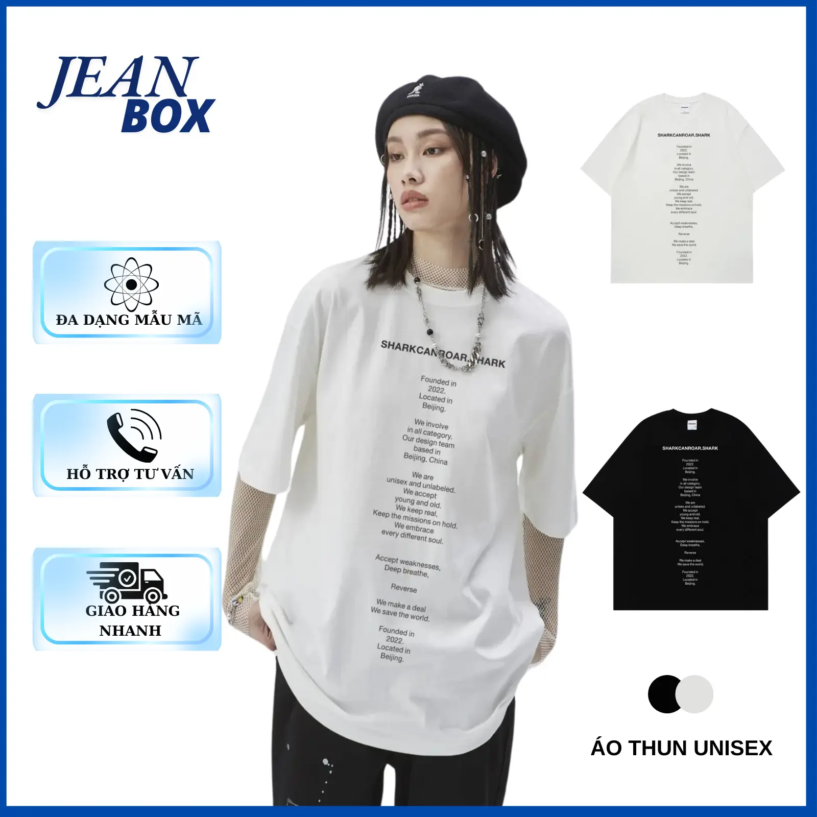 Áo phông nam nữ Cotton Cổ tròn JEAN BOX S5 chất vải mềm mịn,phong cách cá tính Menswear