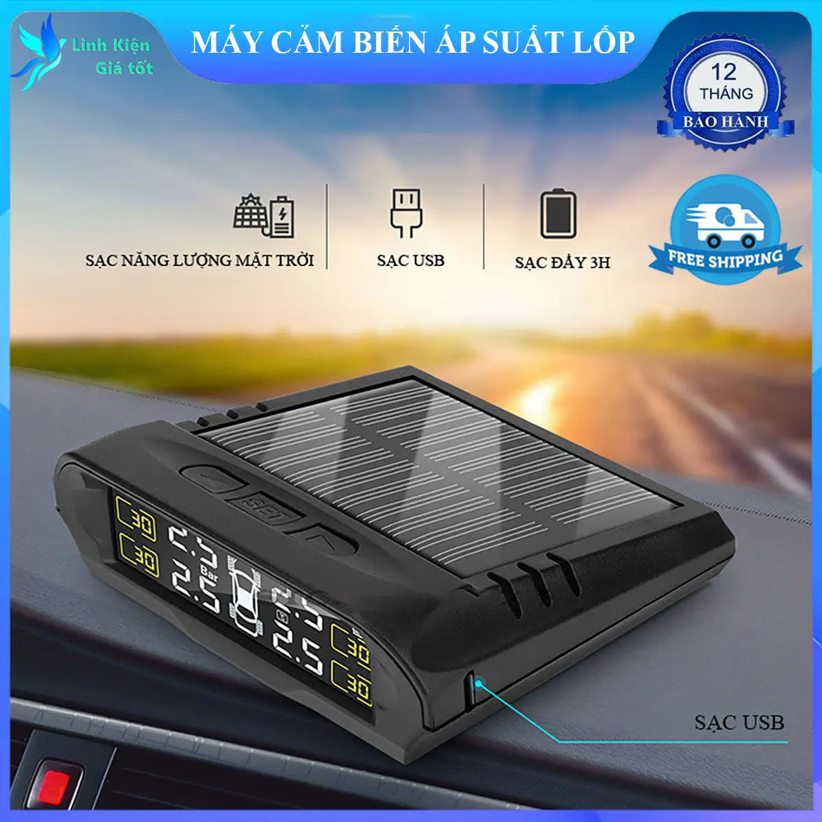 Máy cảm biến áp suất lốp giám sát lốp xe có màn hình led hiển thị thông số, gắn ngoài có giọng nói tiếng việt. Bảo hành 12 tháng toàn quốc, đổi mới 7 ngày nếu lỗi.